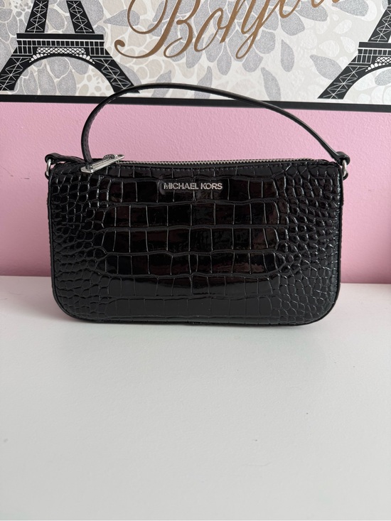 Michael Kors Handbags - Michael Kors Black Croc-Embossed Mini Top-Handle Bag